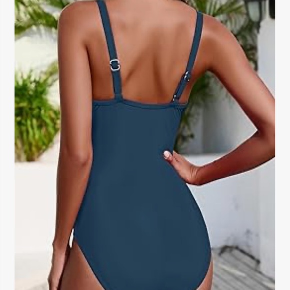 NWT Women's Blue Tummy Control One-Piece Swimsuit - Picture 3 of 7